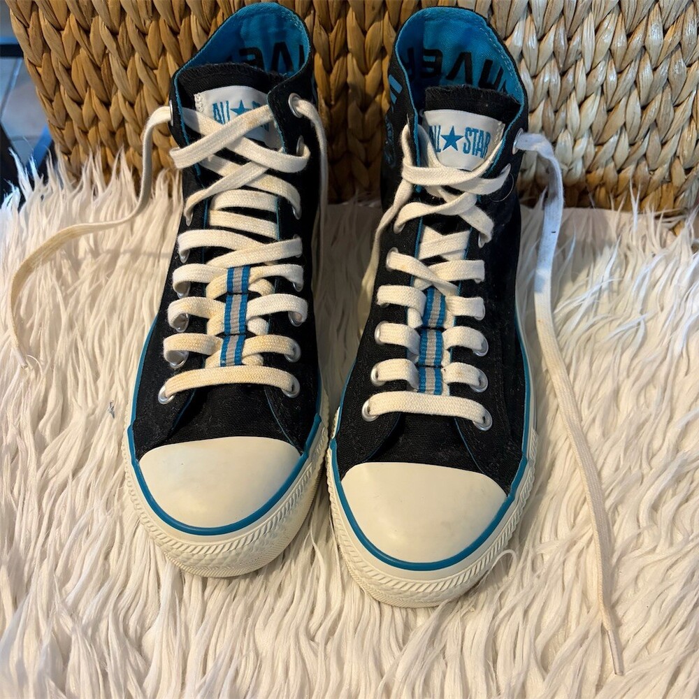 Converse Chuck Taylor All Star Hi Roll Down High Top Sneakers Black/Blue 9